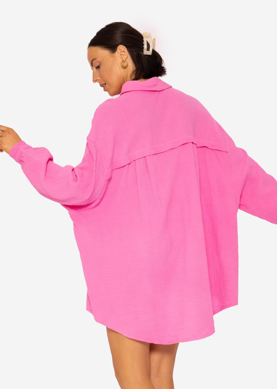 Muslin blouse oversize, pink