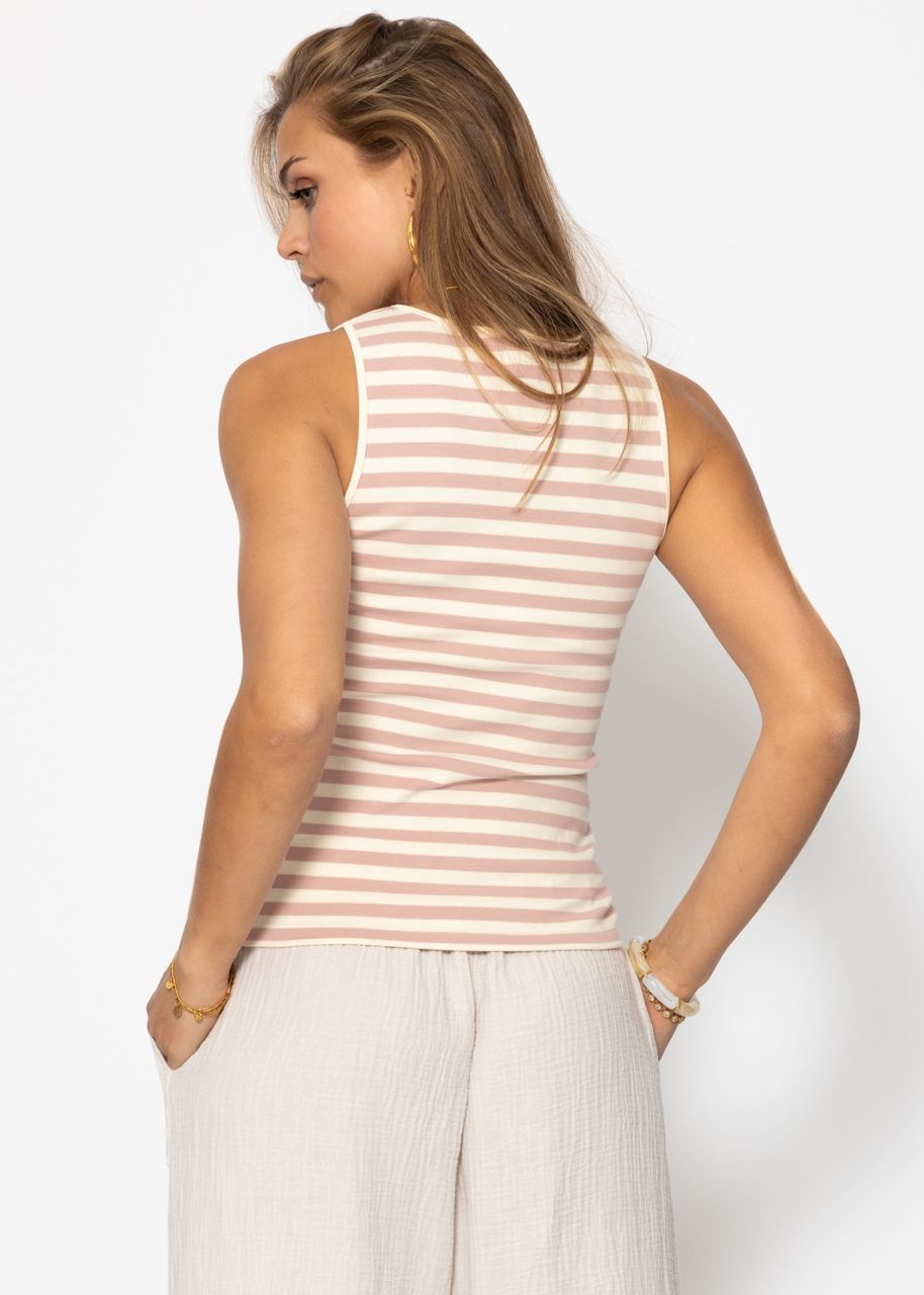 Tank top striped - pink-beige
