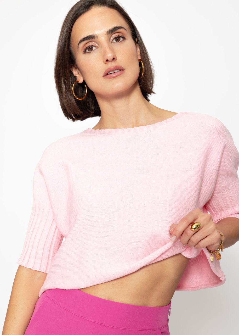 Short sleeve crop sweater - pink