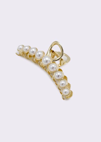 Pearl hair clip, gold