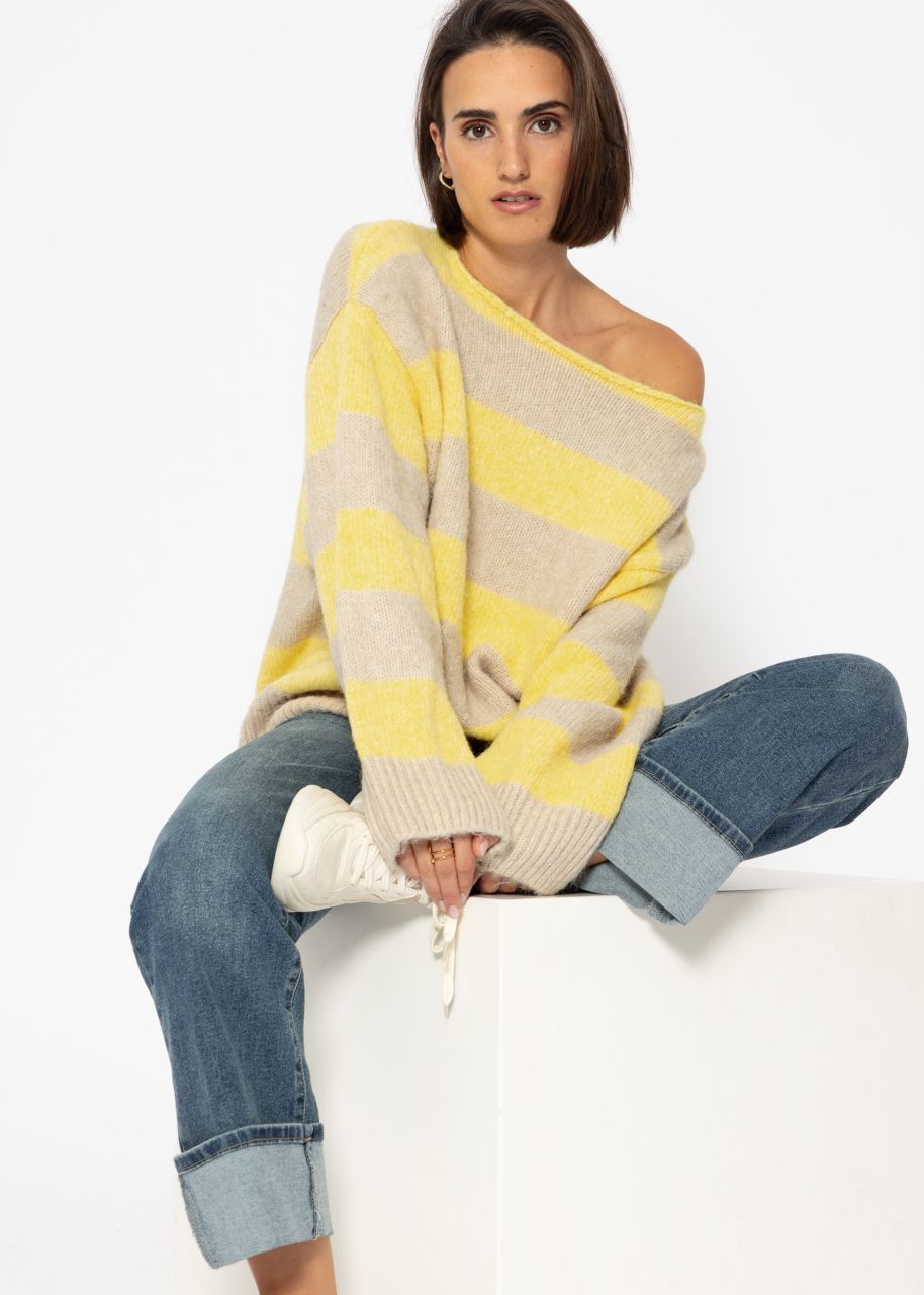 Jumper with block stripes - yellow-beige