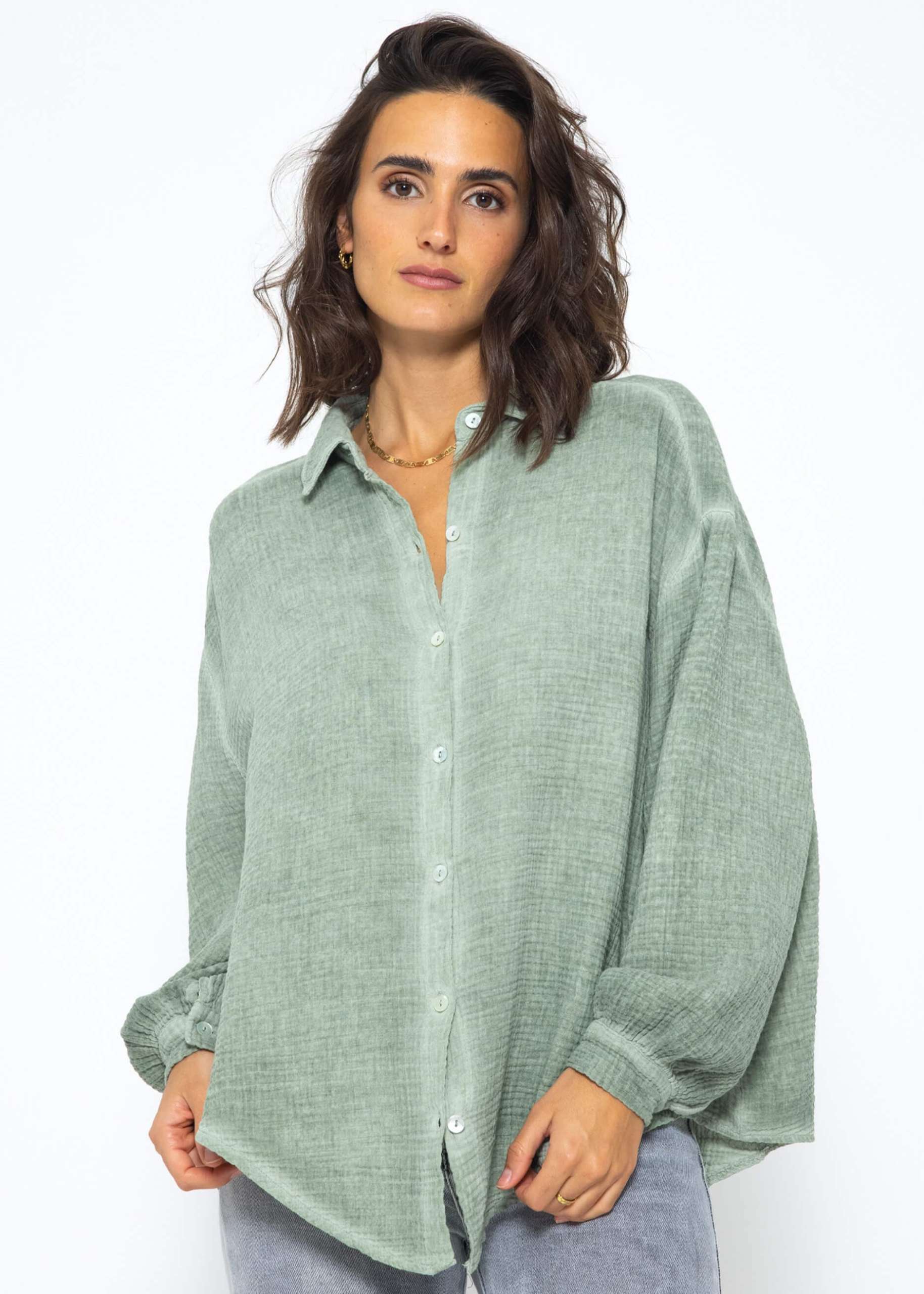 Washed out muslin blouse - khaki