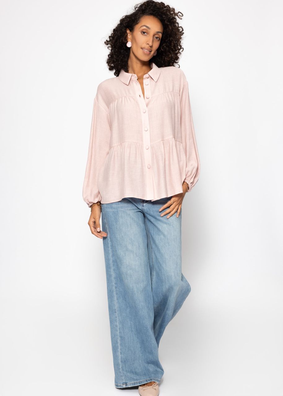 Lightweight blouse with flounces - dusky pink