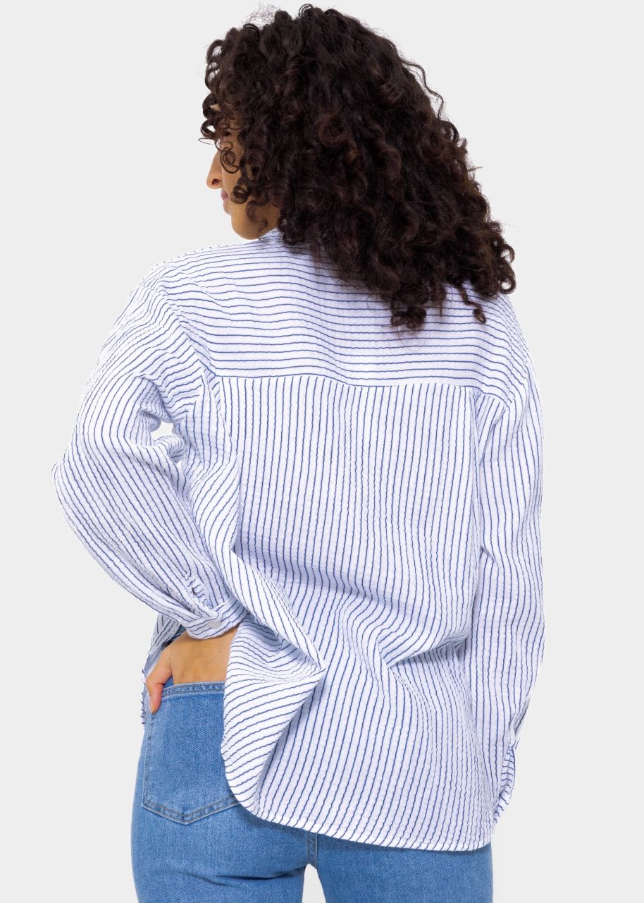 Striped muslin blouse - offwhite-blue