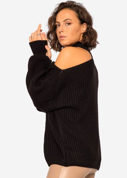 Oversize cut-out jumper - black