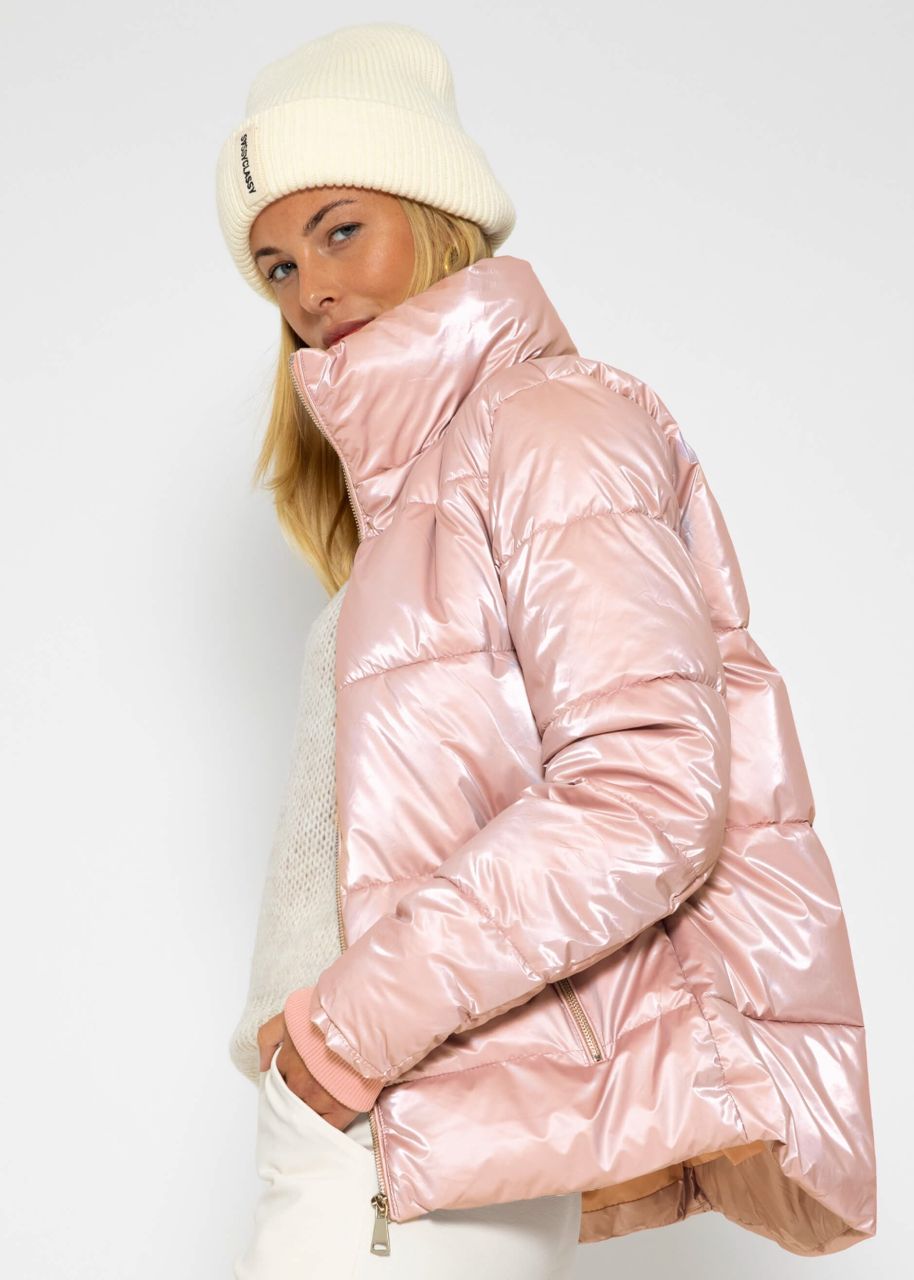 Puffer jacket with stand-up collar - pink