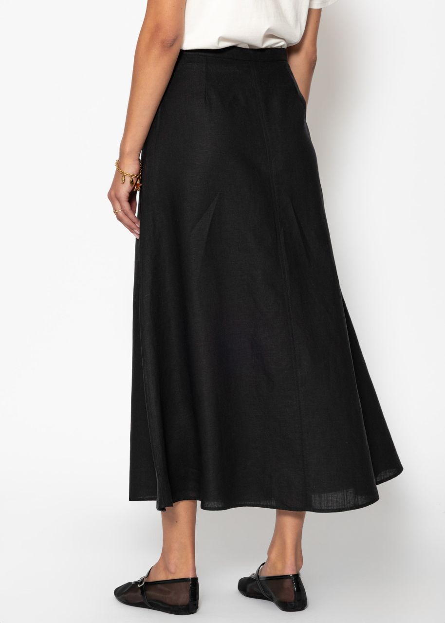 Flared linen skirt - black