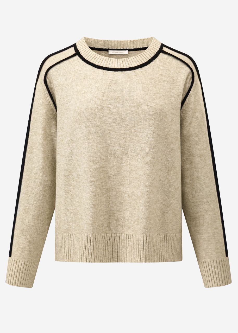 Jumper with decorative trims - beige-black