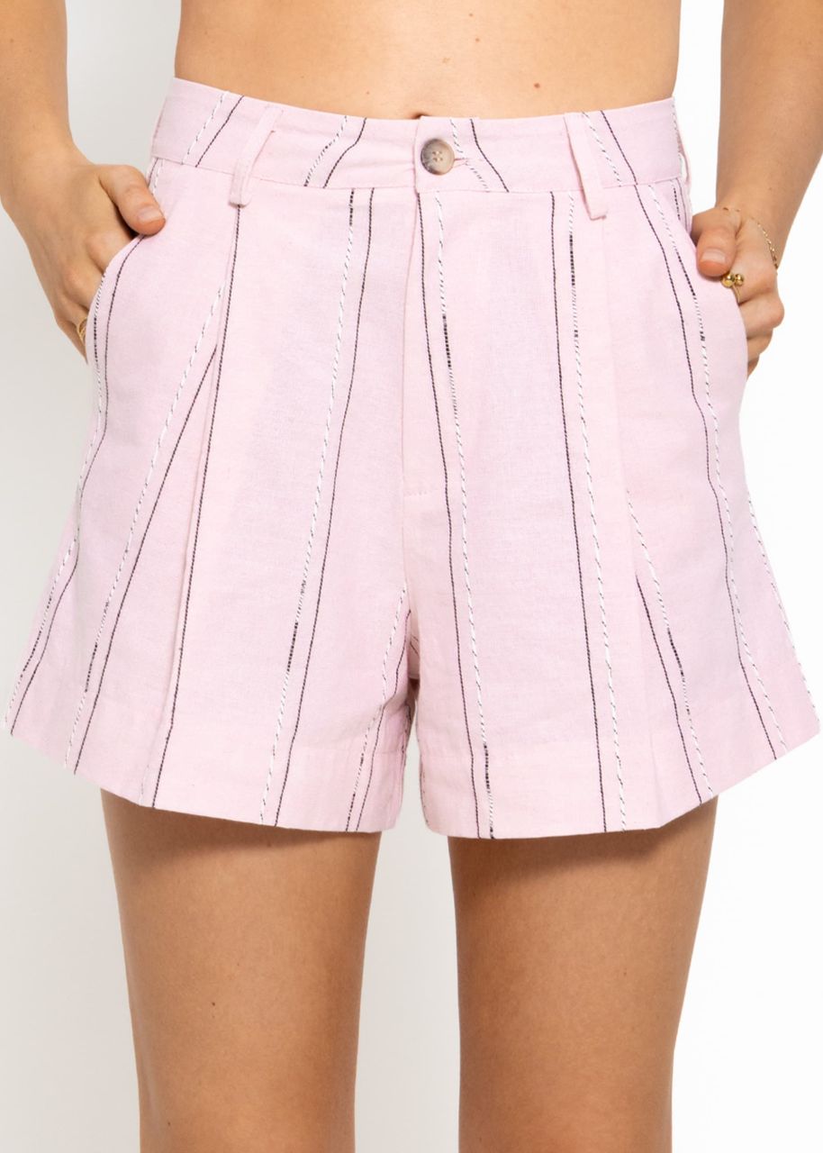 Cotton shorts with stripe pattern - pink