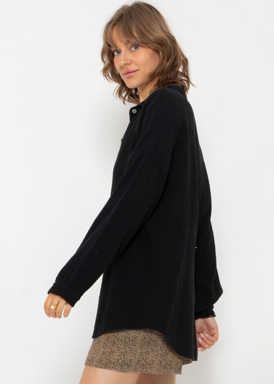 Muslin blouse in regular fit - black