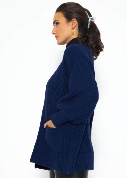 Soft knit cardigan with pockets - dark blue