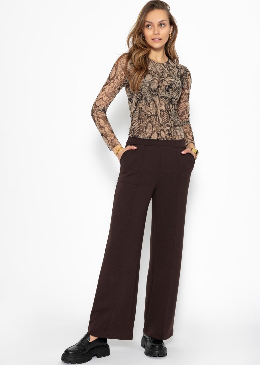 Mesh shirt with snake print - brown