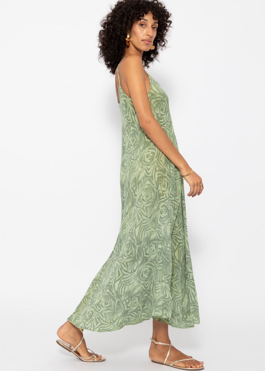 Muslin beach dress with print - sage green