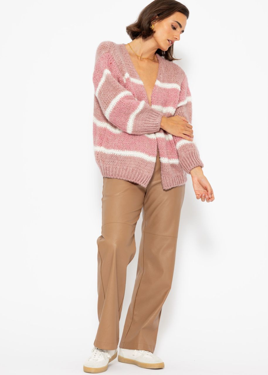 Cardigan in stripe design - pink