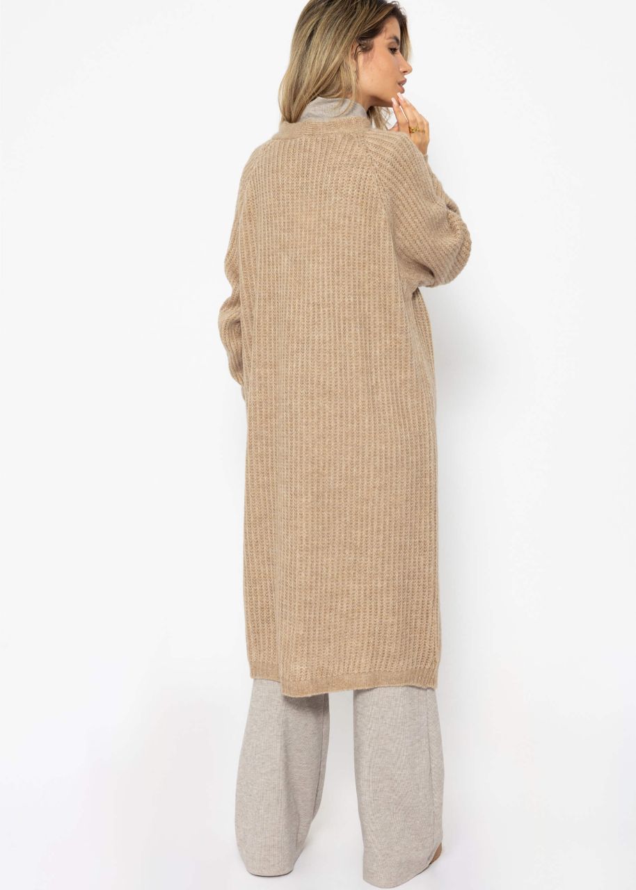 Long ribbed cardigan - camel