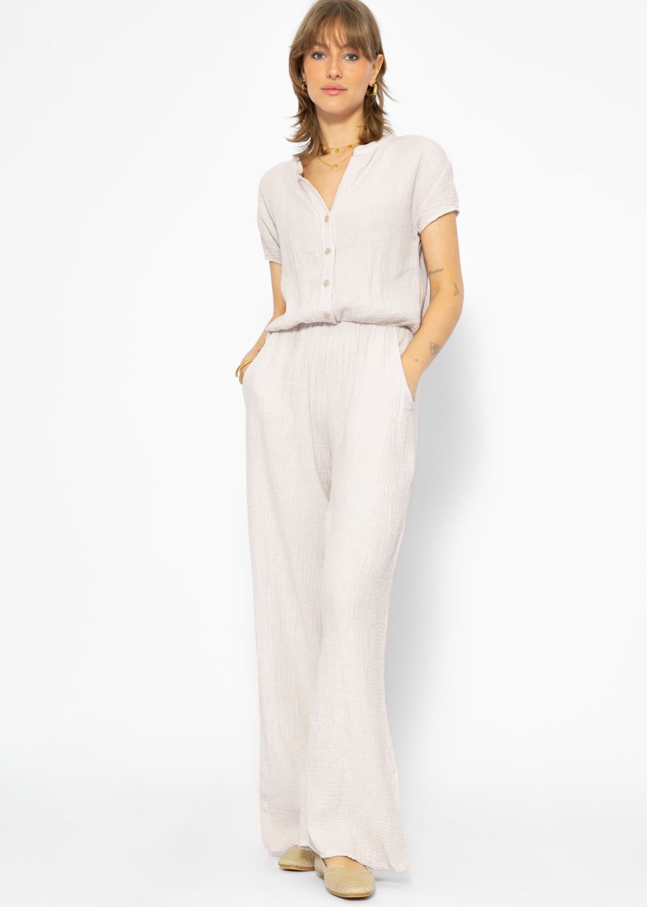 Casual muslin jumpsuit - light beige