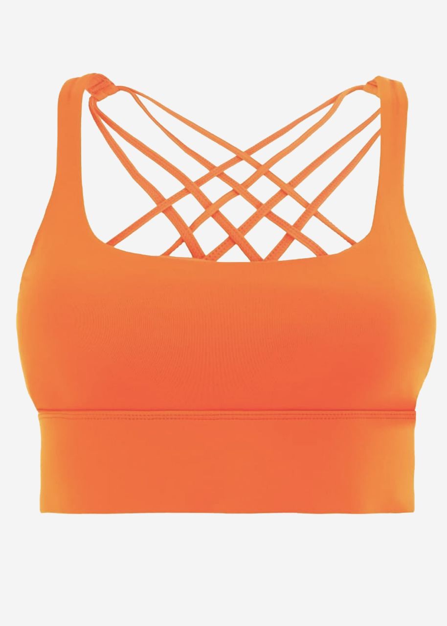 Crop sports bra with cross back - orange