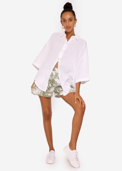 Muslin shorts with print, khaki
