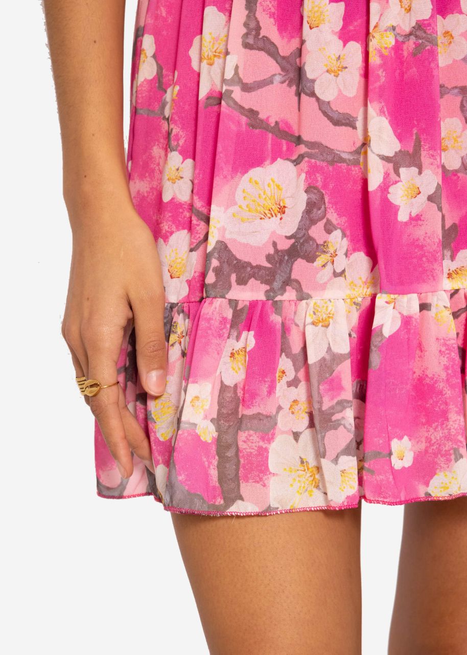 Ruched skirt with print, pink