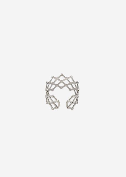 Ring with grid pattern, silver