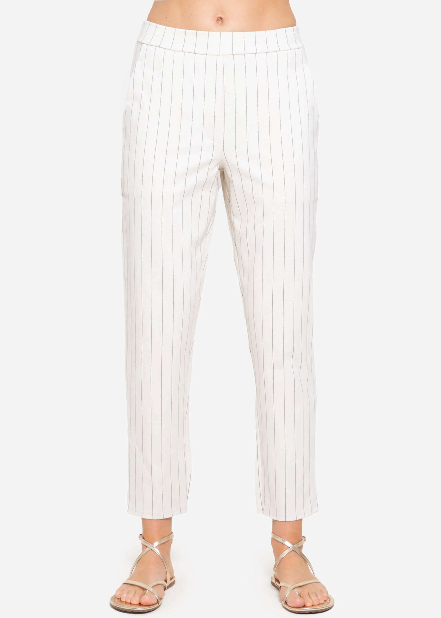 Jersey chinos with pinstripes - offwhite