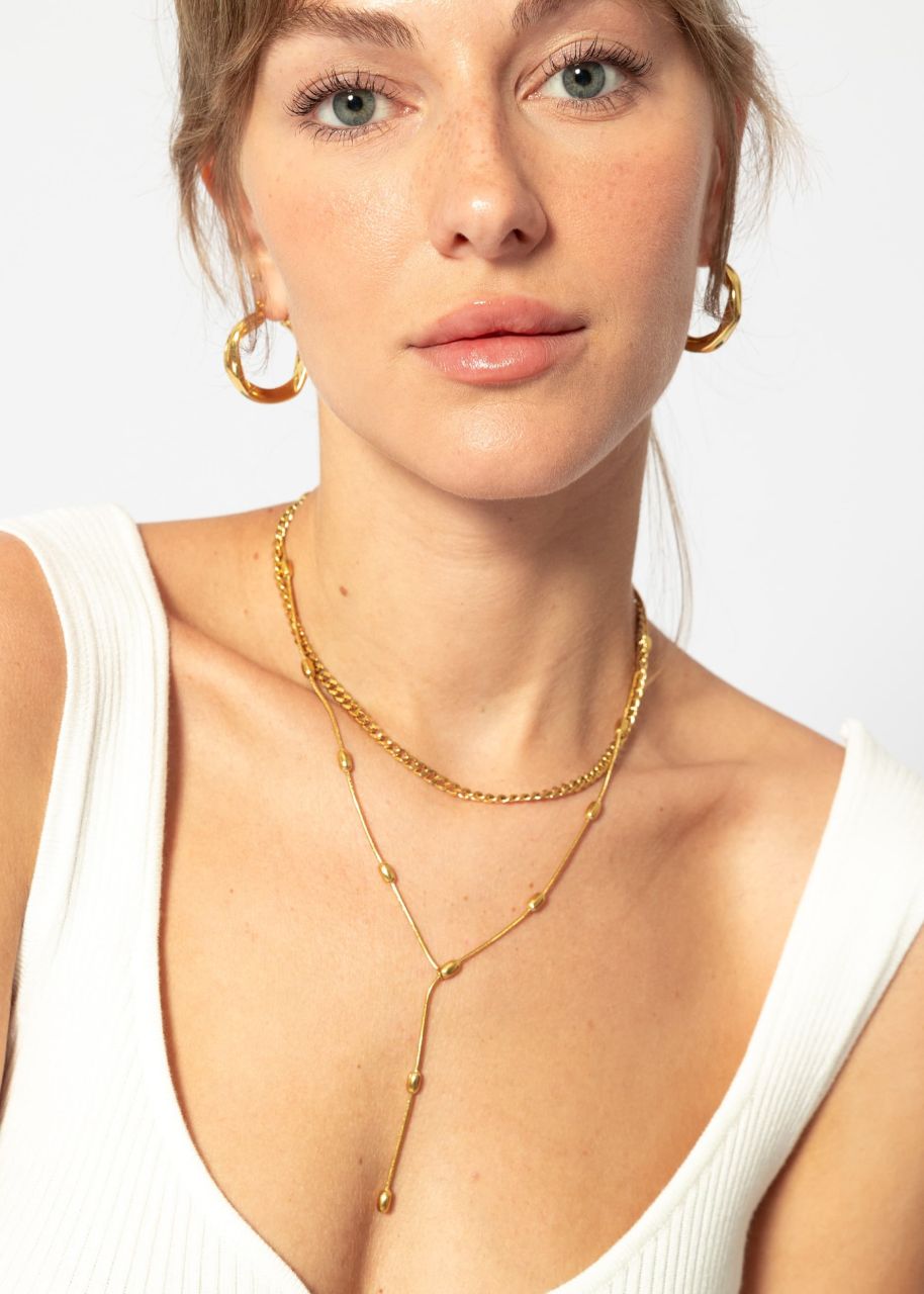 Y-necklace with pearl details - gold