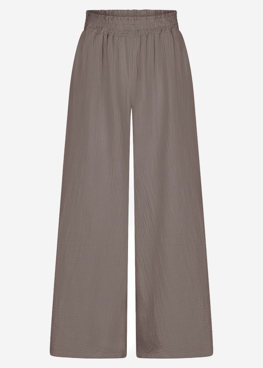 Muslin pants with wide leg - taupe