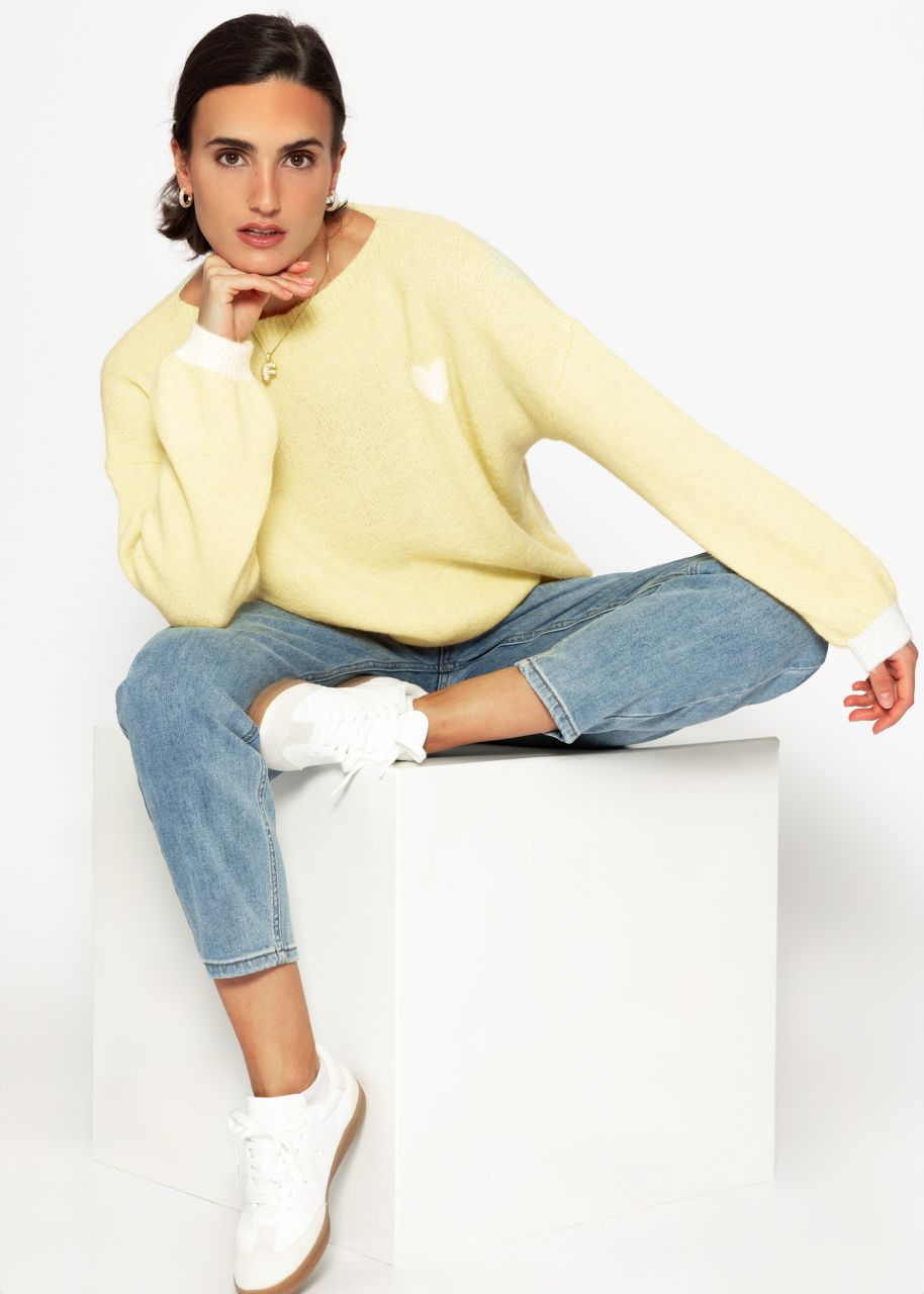 Sweater with heart - yellow