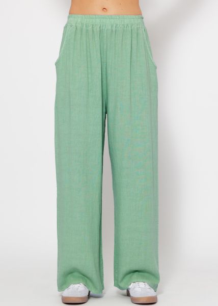Casual trousers Linen trousers - sage green