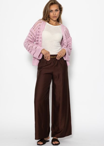 Glänzende Stoffhose mit geradem Bein - braun