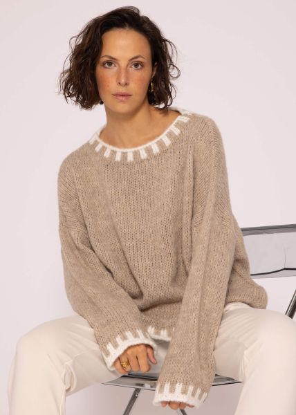 Jumper with offwhite details, beige