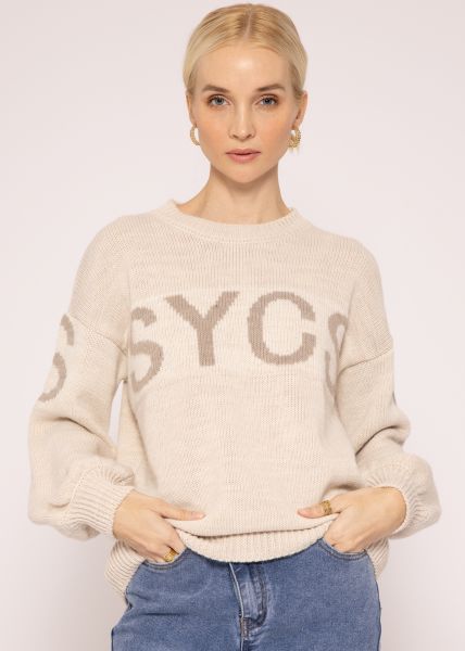 Sweater with "SYCS" print, beige