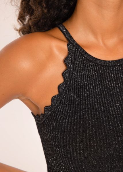 Lurex knit top - black