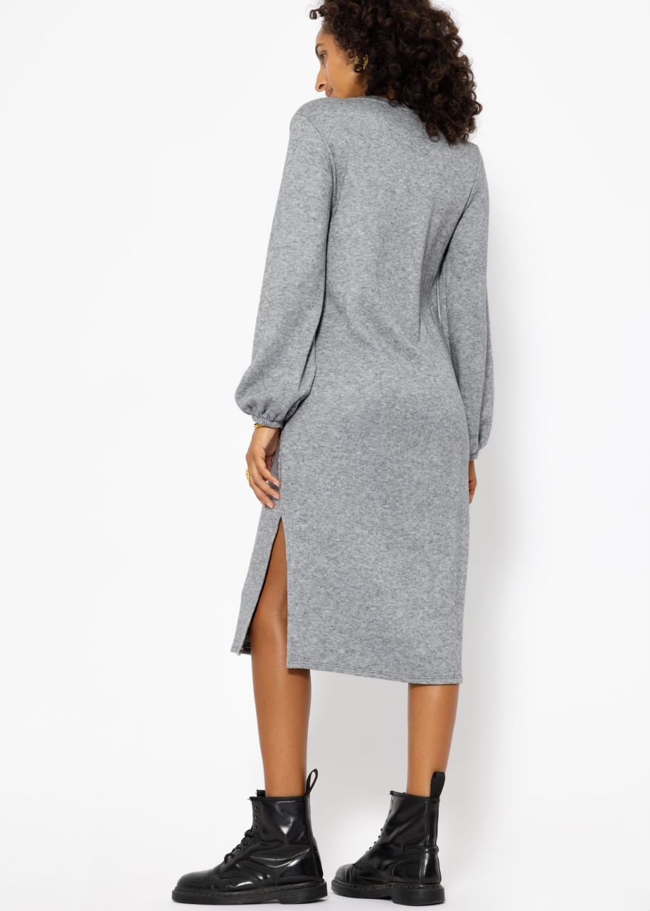 Super soft jersey dress in midi length - grey