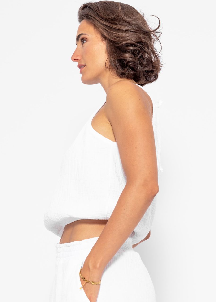 Off-the-shoulder muslin top - white