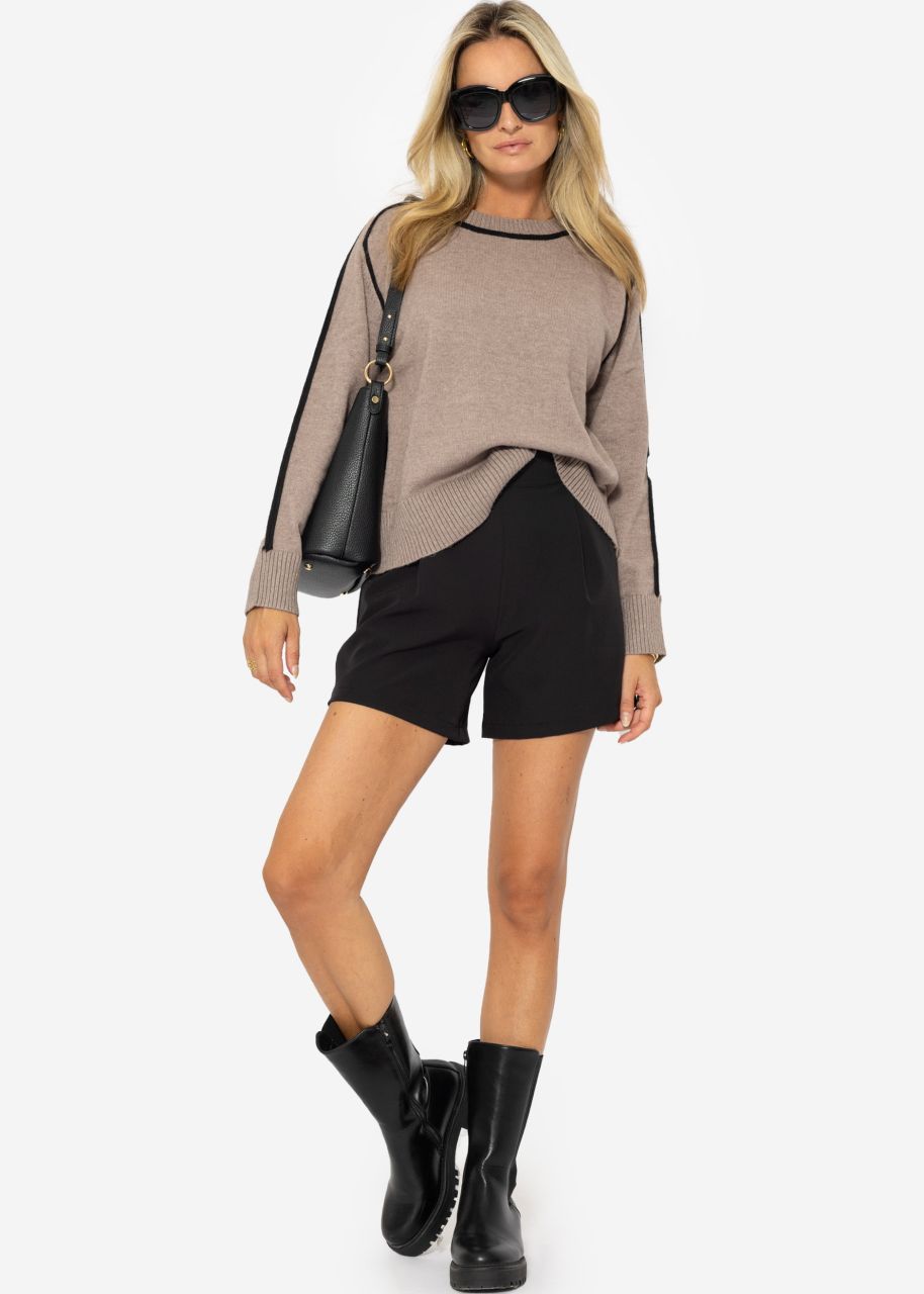 Jumper with decorative trims - taupe-black