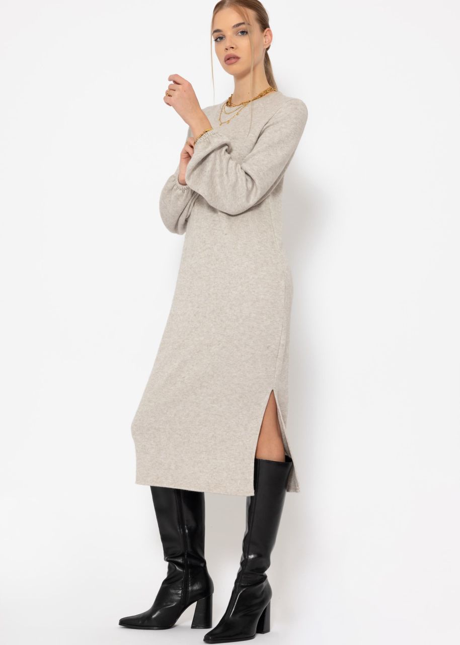 Super soft jersey dress in midi length - taupe