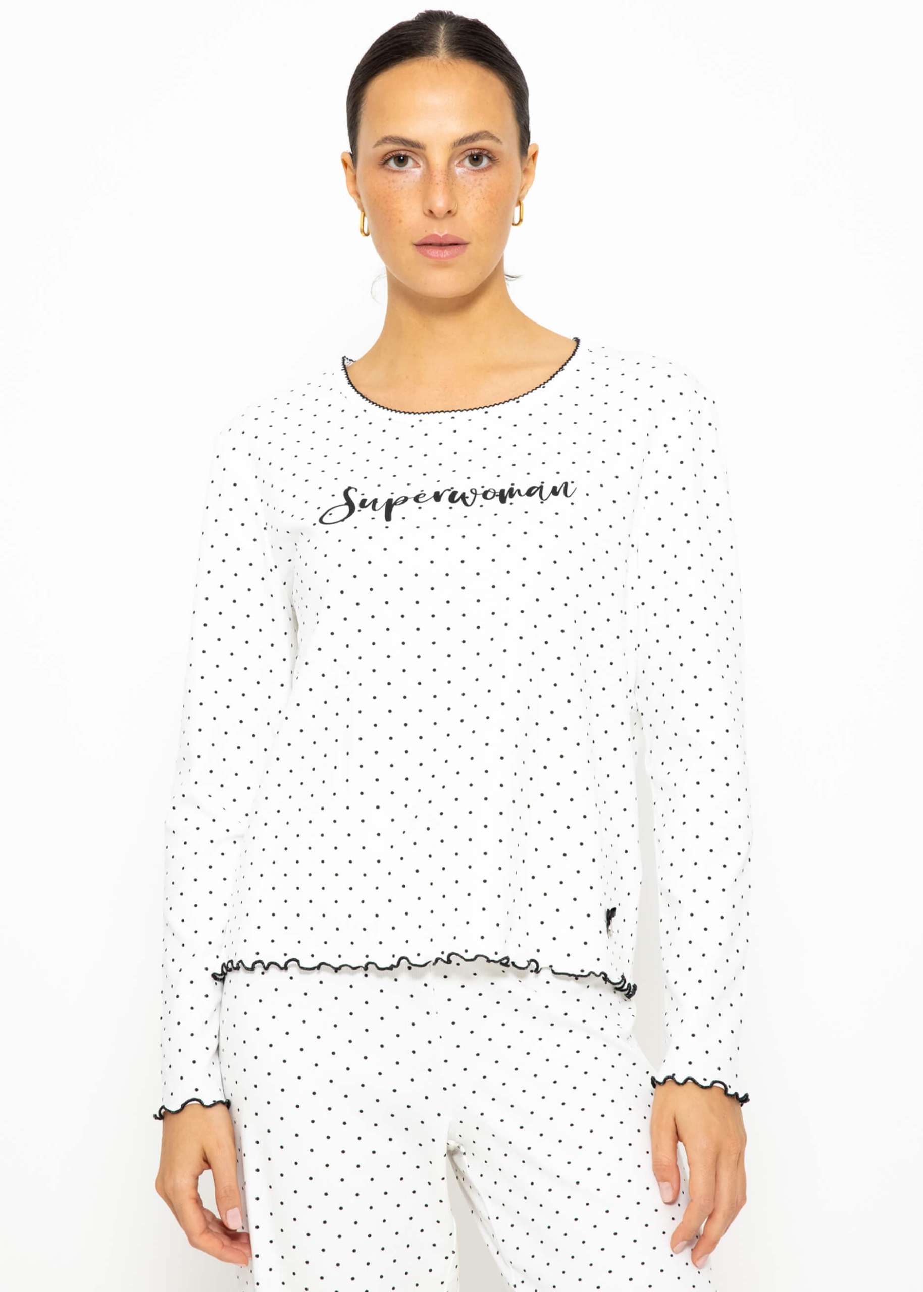 Sleep shirt with dots - white