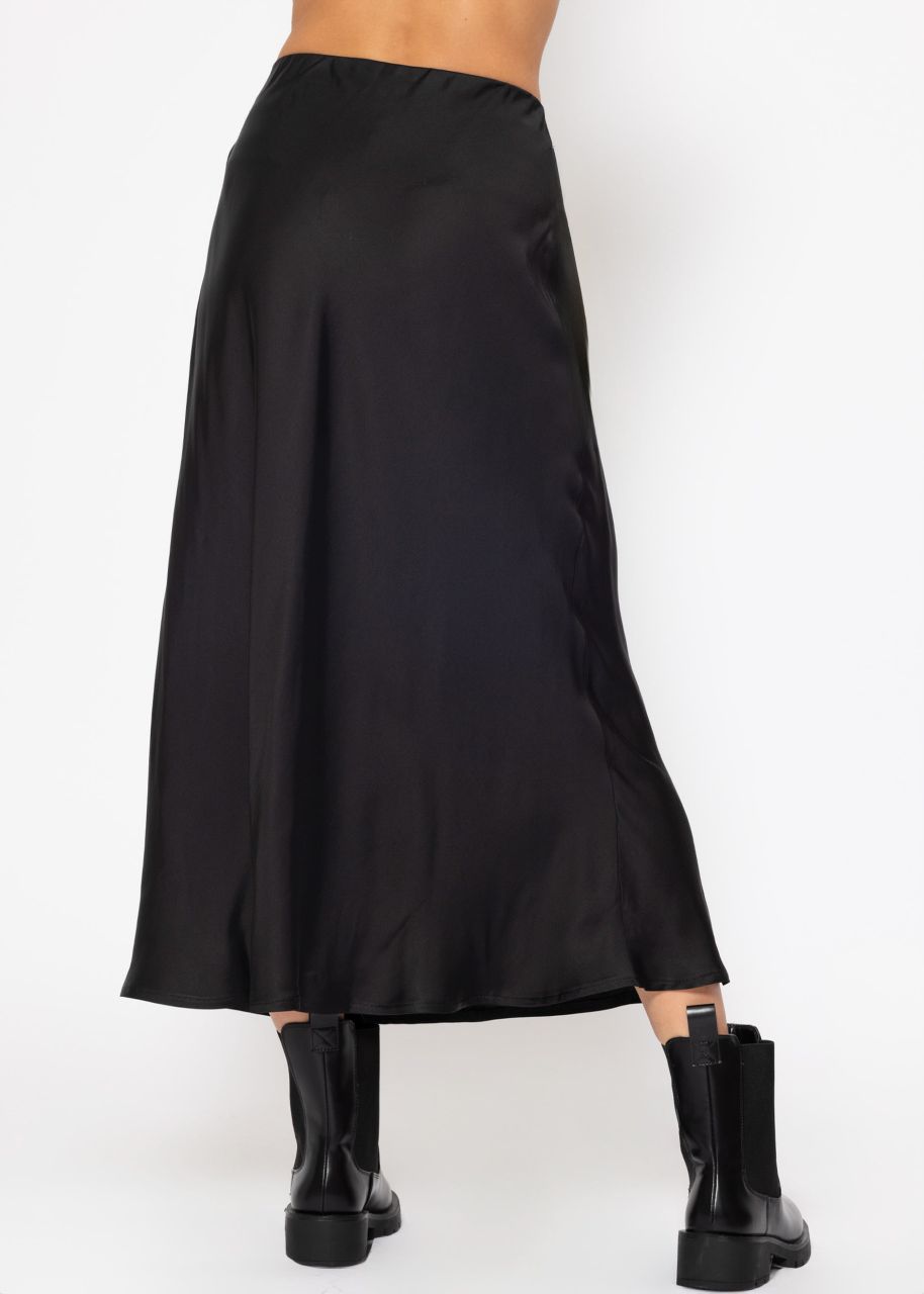 Satin-look skirt - black