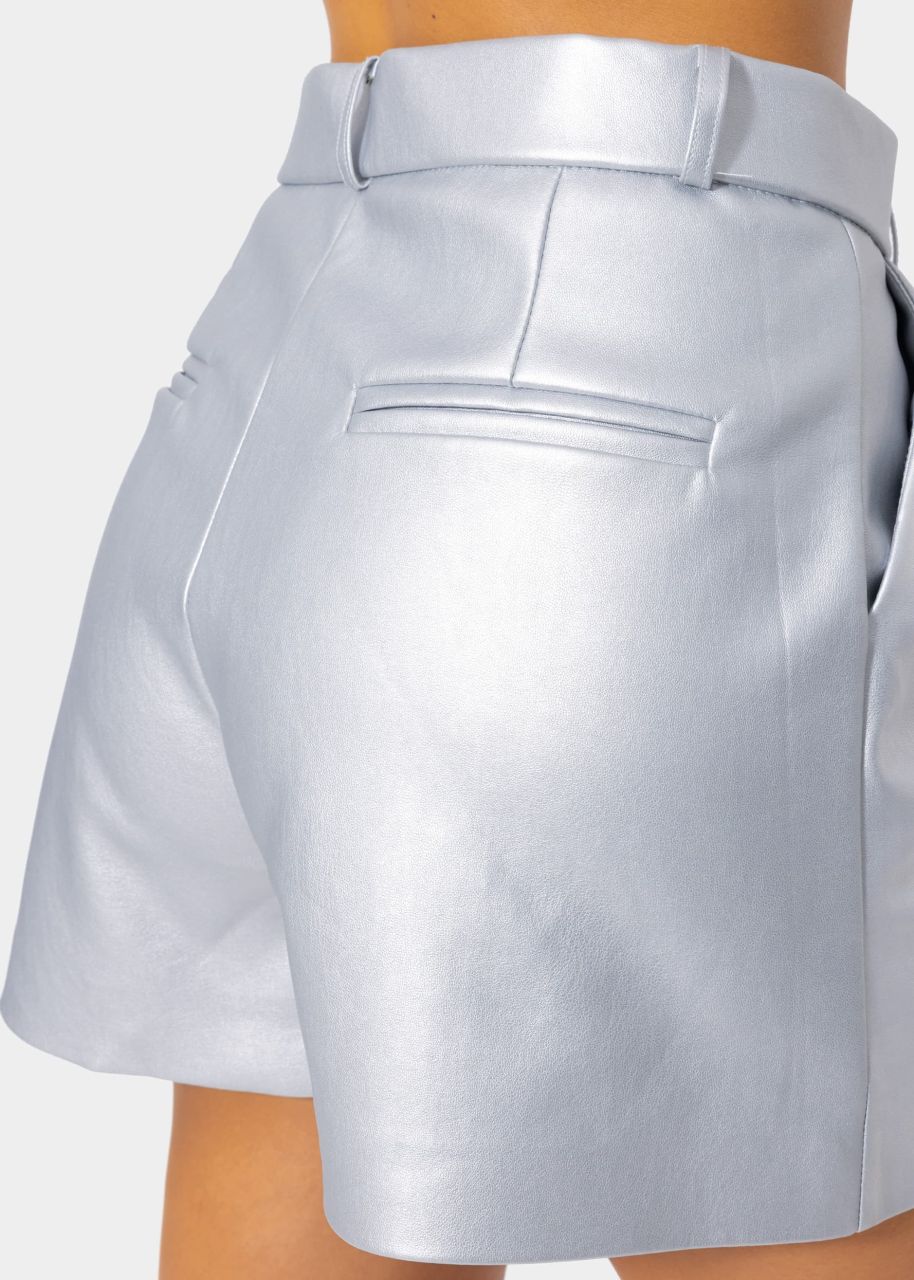 Faux leather shorts - silver