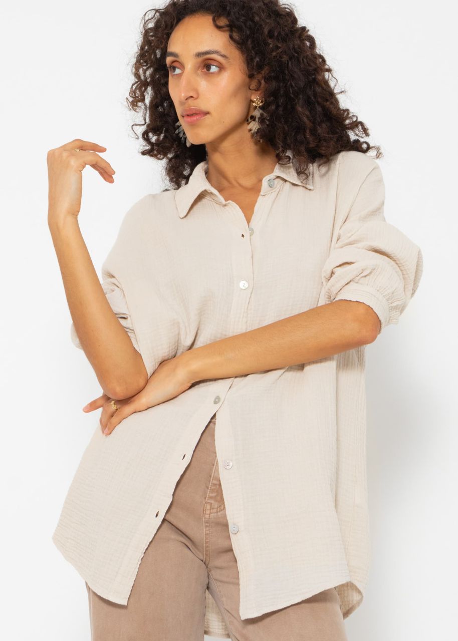 Regular fit muslin blouse - beige