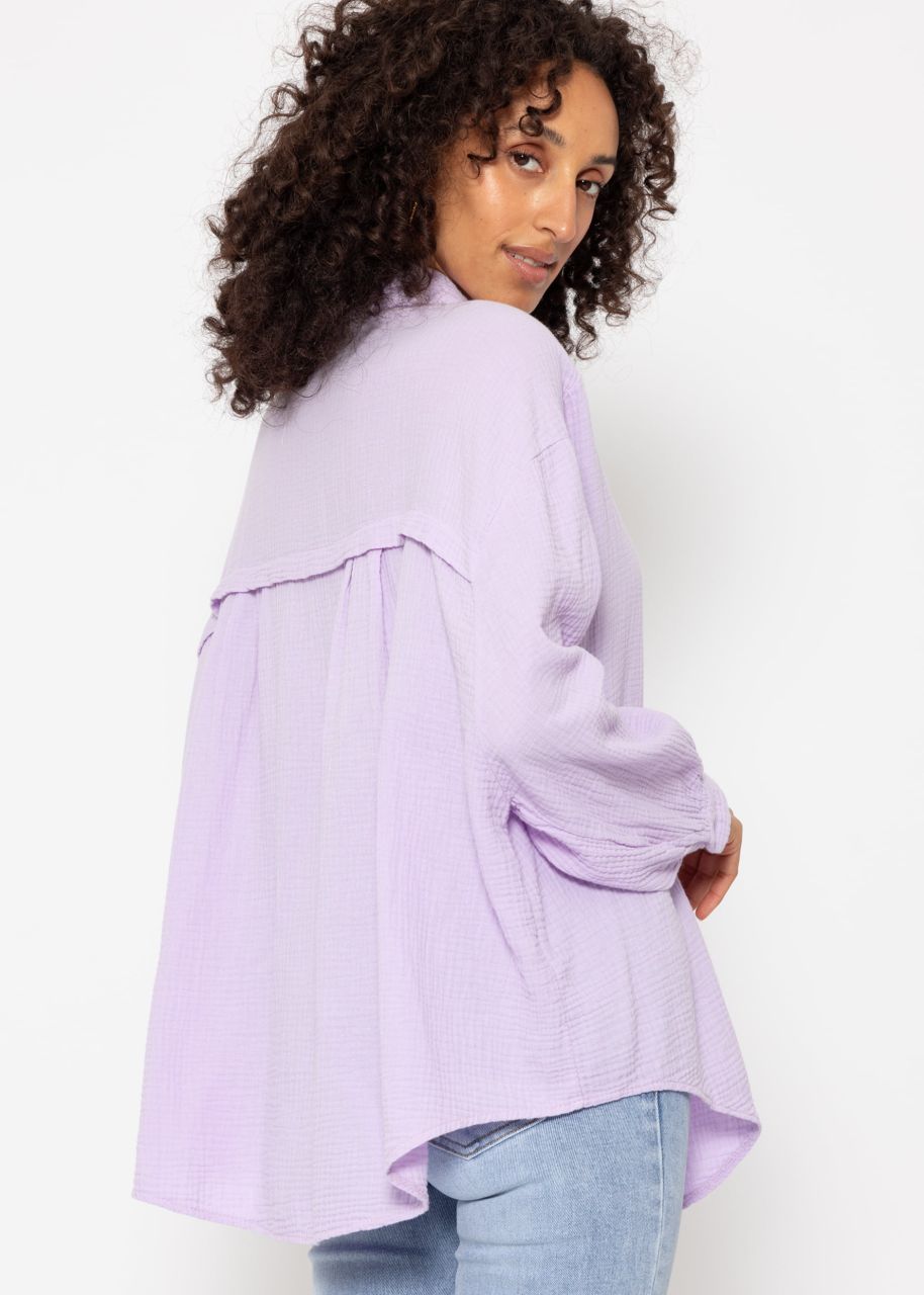 Muslin blouse oversize, short, lilac