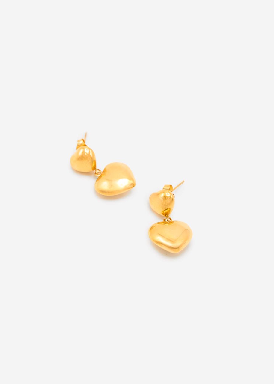 Stud earrings with hearts - gold