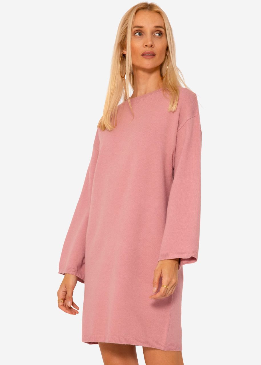 Oversize knitted mini dress - antique pink