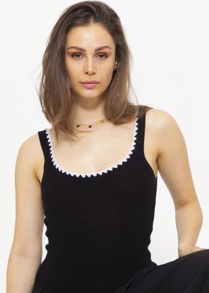 Knitted top with border, black