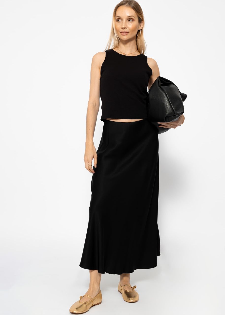 Satin-look skirt - black