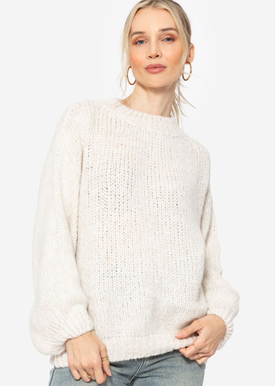 Oversized jumper with round neckline - offwhite