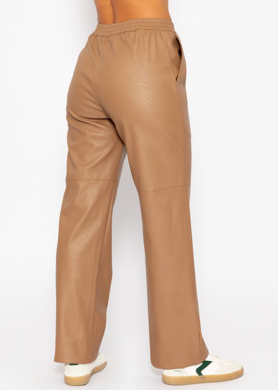 Faux leather trousers - camel