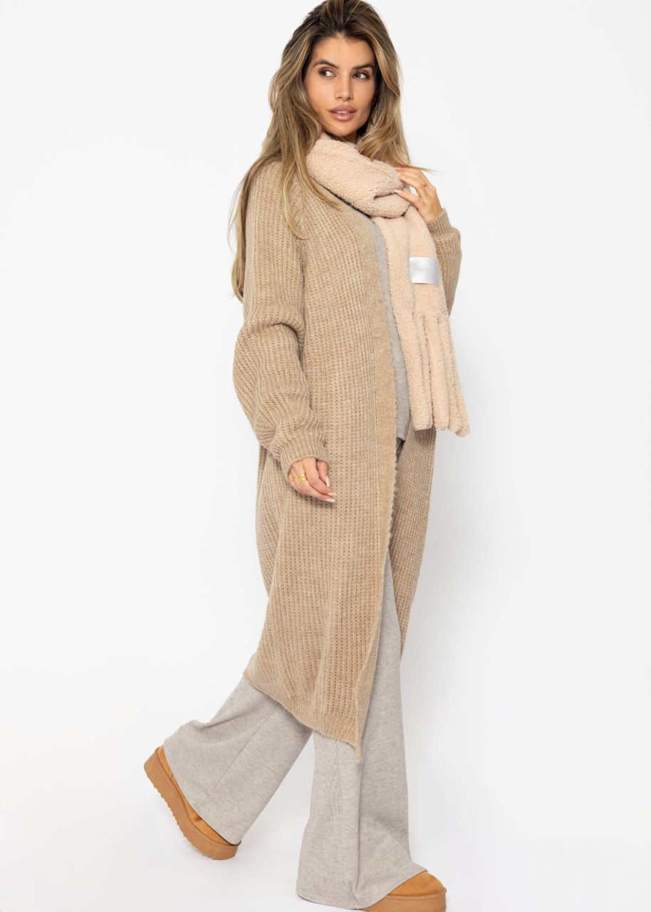 Long ribbed cardigan - camel