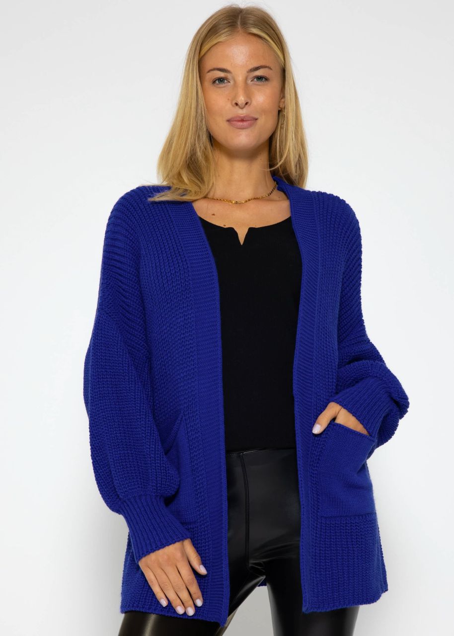 Knitted cardigan with pockets - royal blue